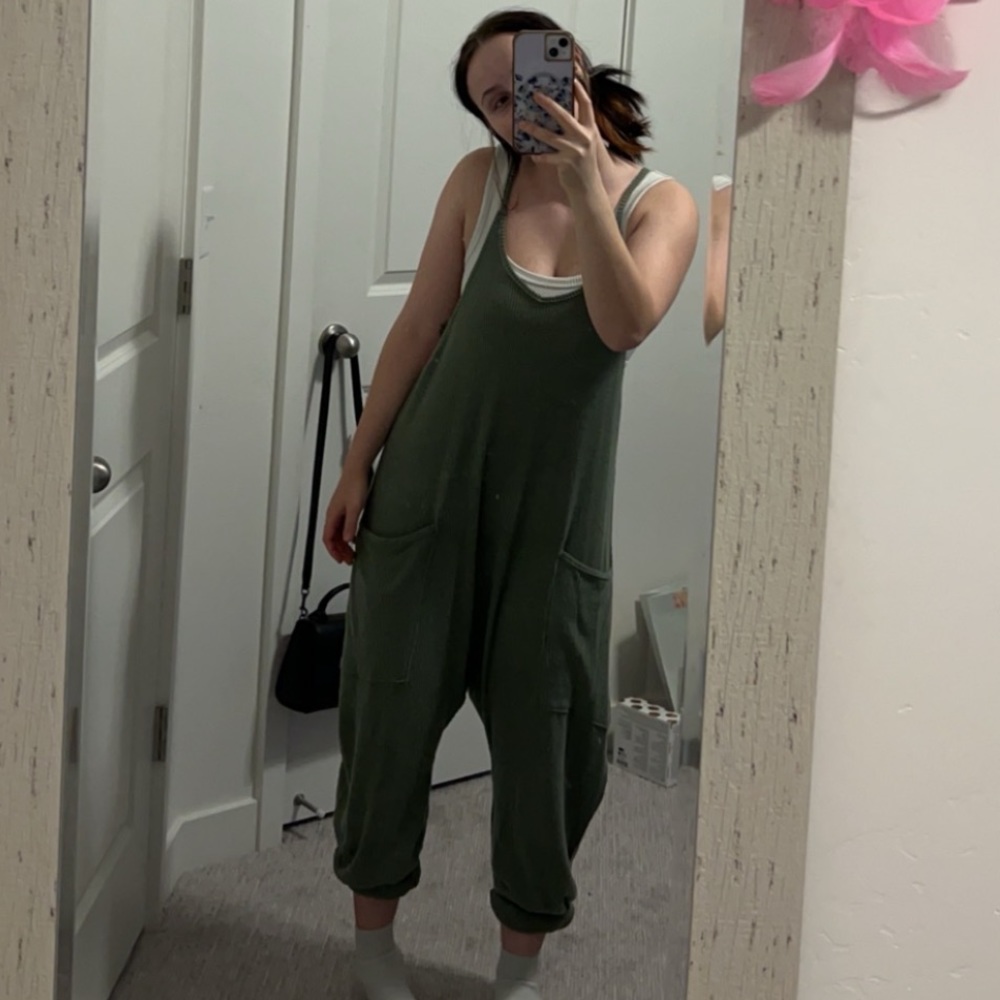 Olive green ribbed romper